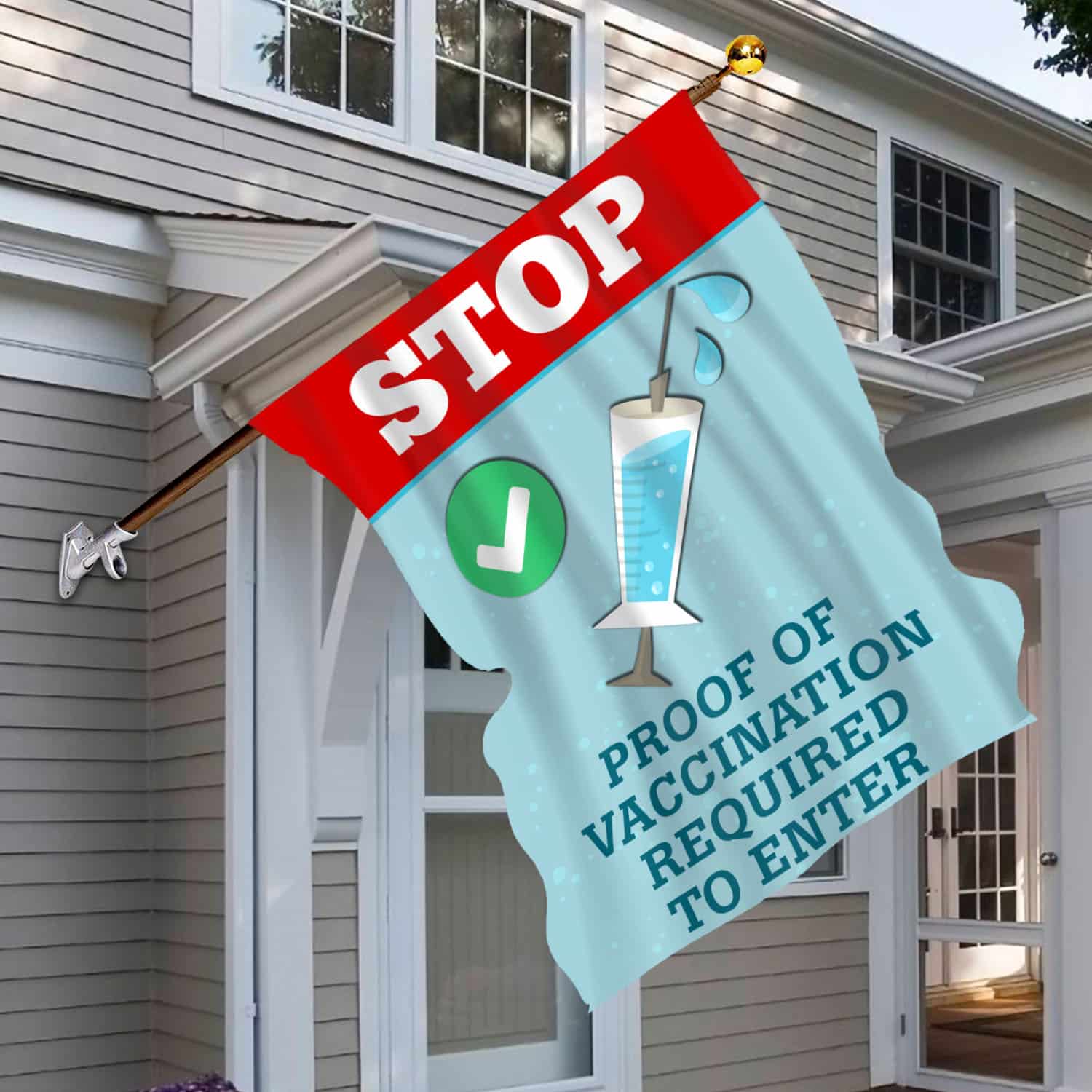 5BN. Proof of Vaccination 30x40 House Flag Mockup 6