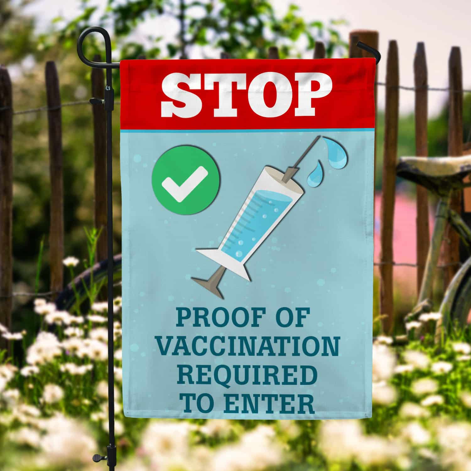 5BN. Proof of Vaccination 30x40 Garden Flag Mockup 6
