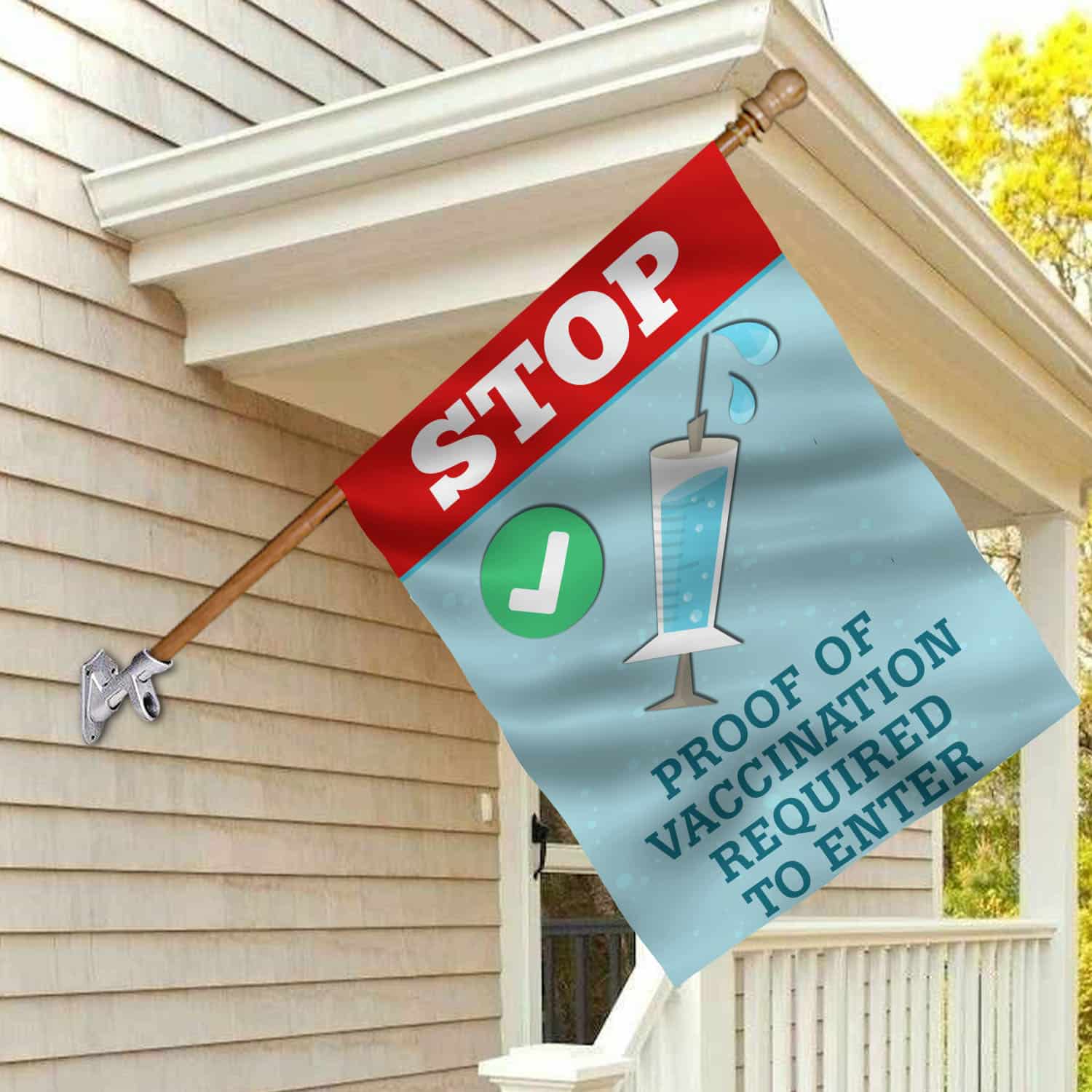 5BN. Proof of Vaccination 30x40 House Flag Mockup 2