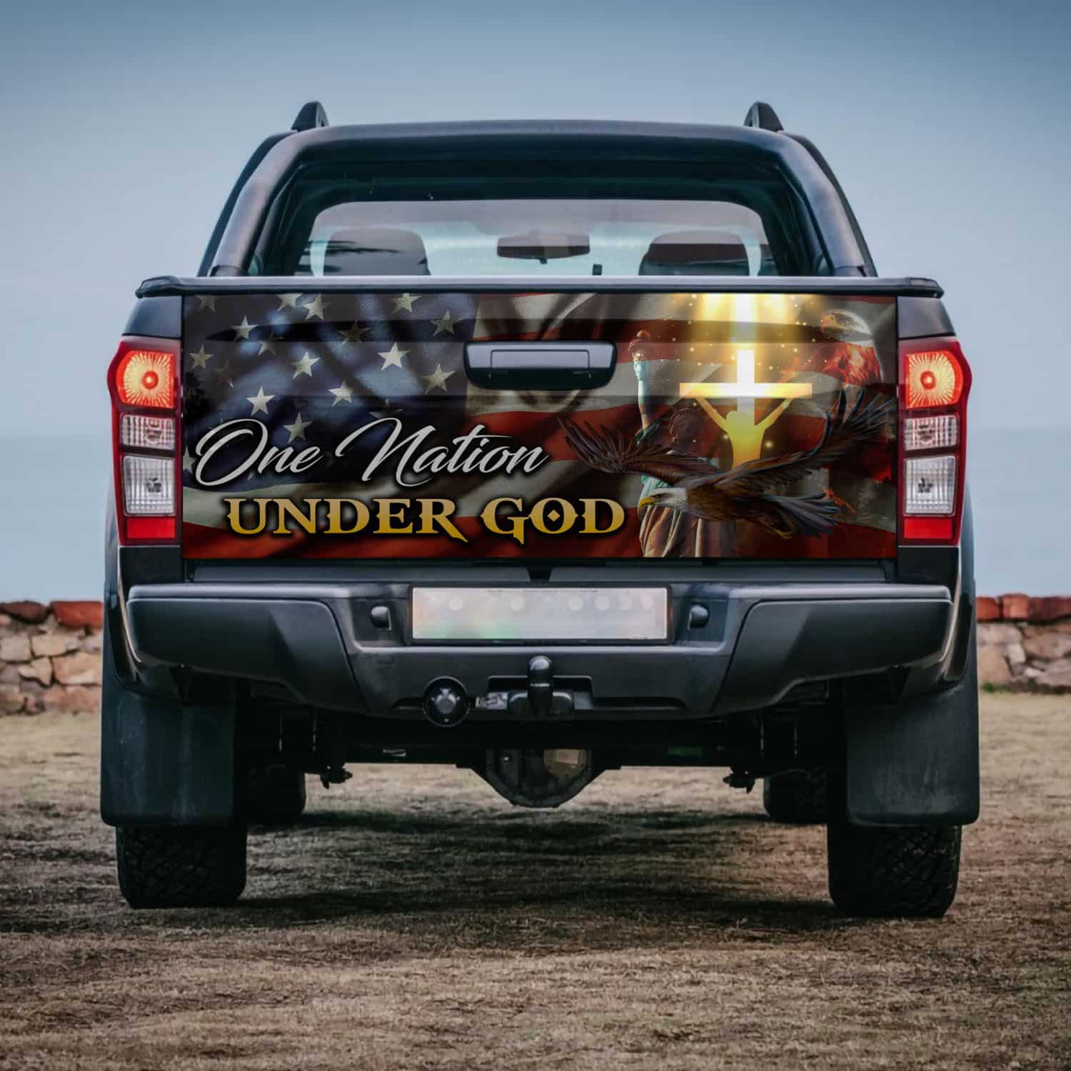 34 HG. One Nation Tailgate Tailgate Wrap Mockup 4