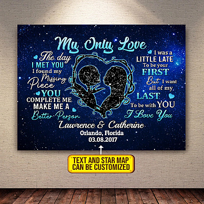 Personalized Star Map My Only Love the Day I Met You I Found My Missing Piece You Complete Me Canvas - Jack and Sally Canvas for Couple