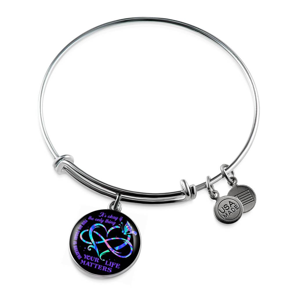 It's Ok If The Only Thing You Do Today Is Breathe Your Life Matters Circle Pendant Necklace