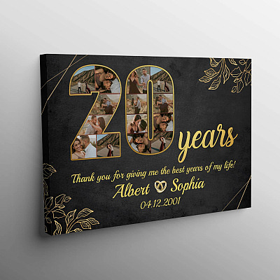 Alternative view of Personalized 20 Years Together Anniversary Framed Canvas - Custom Photo 20th Year Wedding Anniversary Unframed Poster