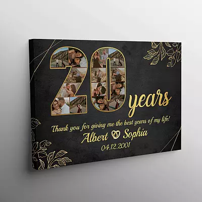 Alternative view of Personalized 20 Years Together Anniversary Framed Canvas - Custom Photo 20th Year Wedding Anniversary Unframed Poster