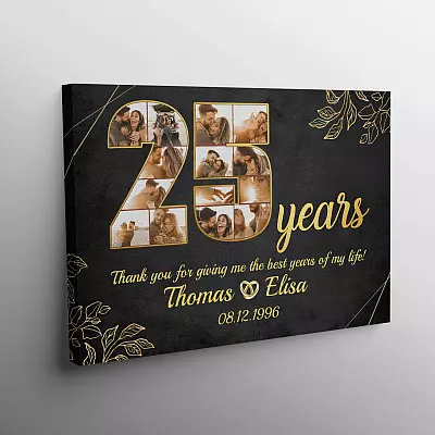 Alternative view of Personalized 25 Years Together Anniversary Framed Canvas - Custom Photo 25th Year Wedding Anniversary Unframed Poster