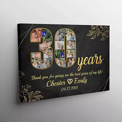 Alternative view of Personalized 30 Years Together Anniversary Framed Canvas - Custom Photo 30th Years Wedding Anniversary Unframed Poster