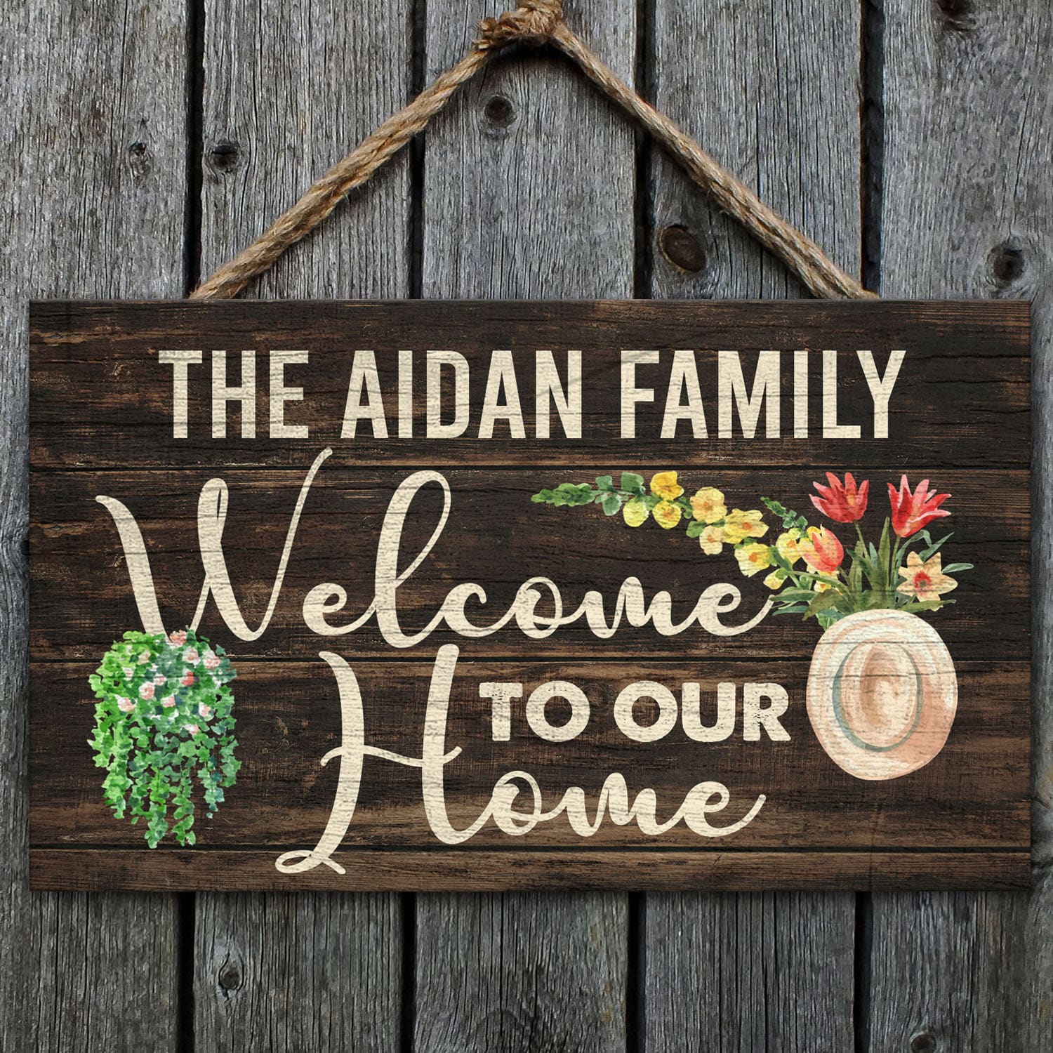 8MH. Welcome Our Home Sign (sample design) Door Sign Rec Mockup 1