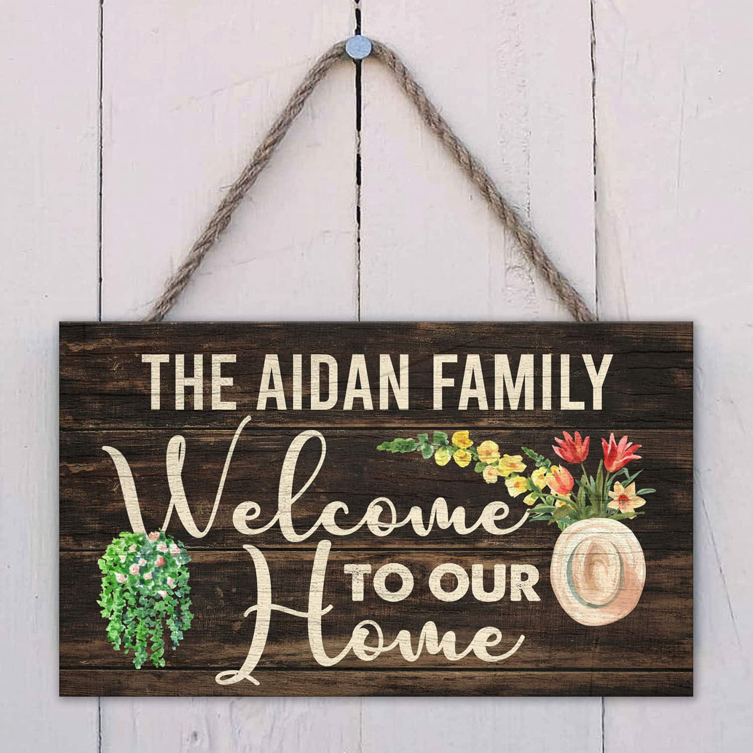 8MH. Welcome Our Home Sign (sample design) Door Sign Rec Mockup 2