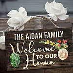 8MH. Welcome Our Home Sign (sample design) Door Sign Rec Mockup 3