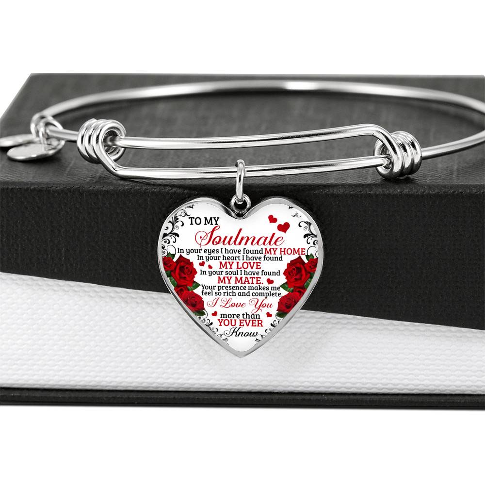 To My Soulmate Im Your Eyes I Have Found My Home Heart Pendant Necklace - Gift for Couple