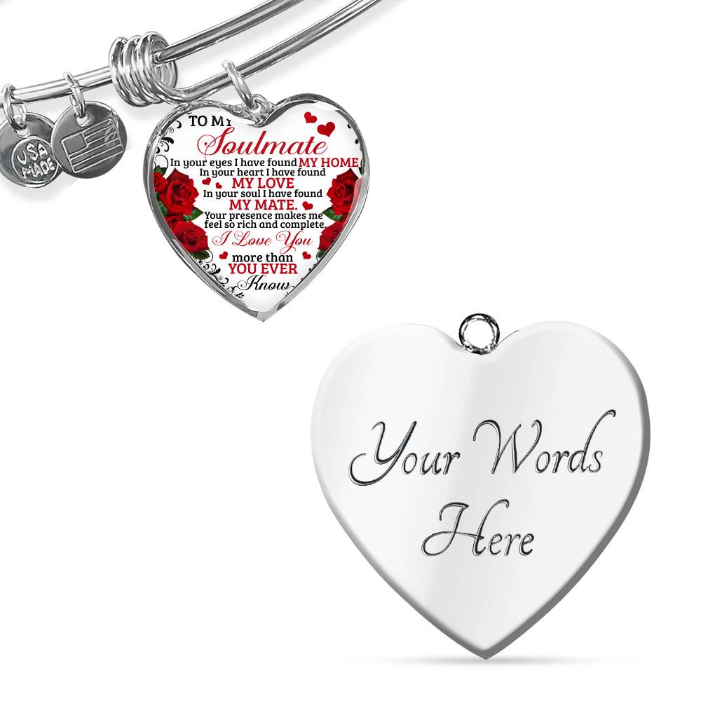 To My Soulmate Im Your Eyes I Have Found My Home Heart Pendant Necklace - Gift for Couple