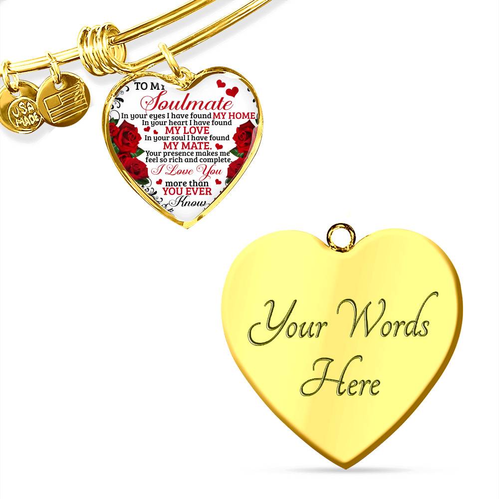 To My Soulmate Im Your Eyes I Have Found My Home Heart Pendant Necklace - Gift for Couple