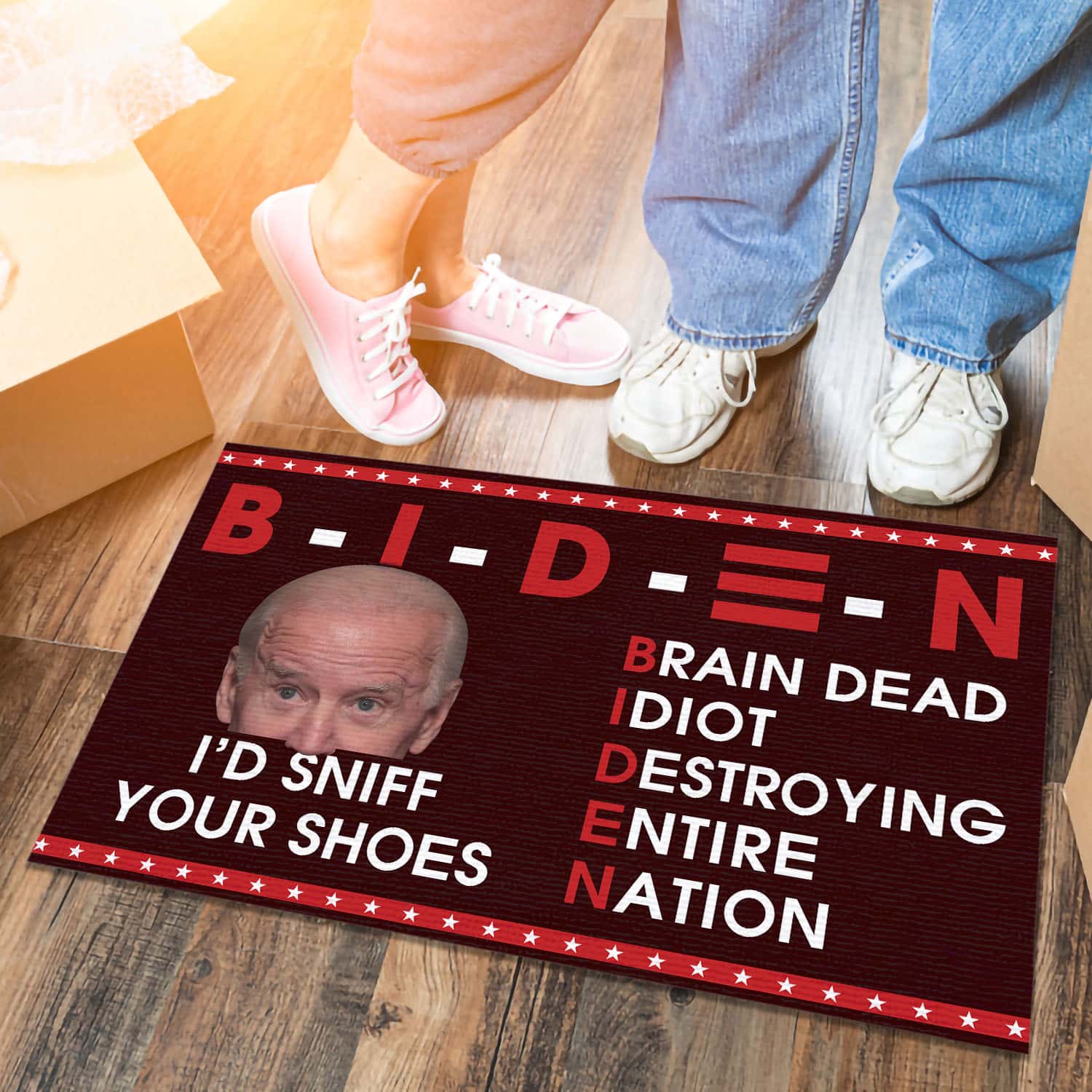6VT. UU TIEN Biden Braindead Sniff Your Shoes Doormat mockup 6