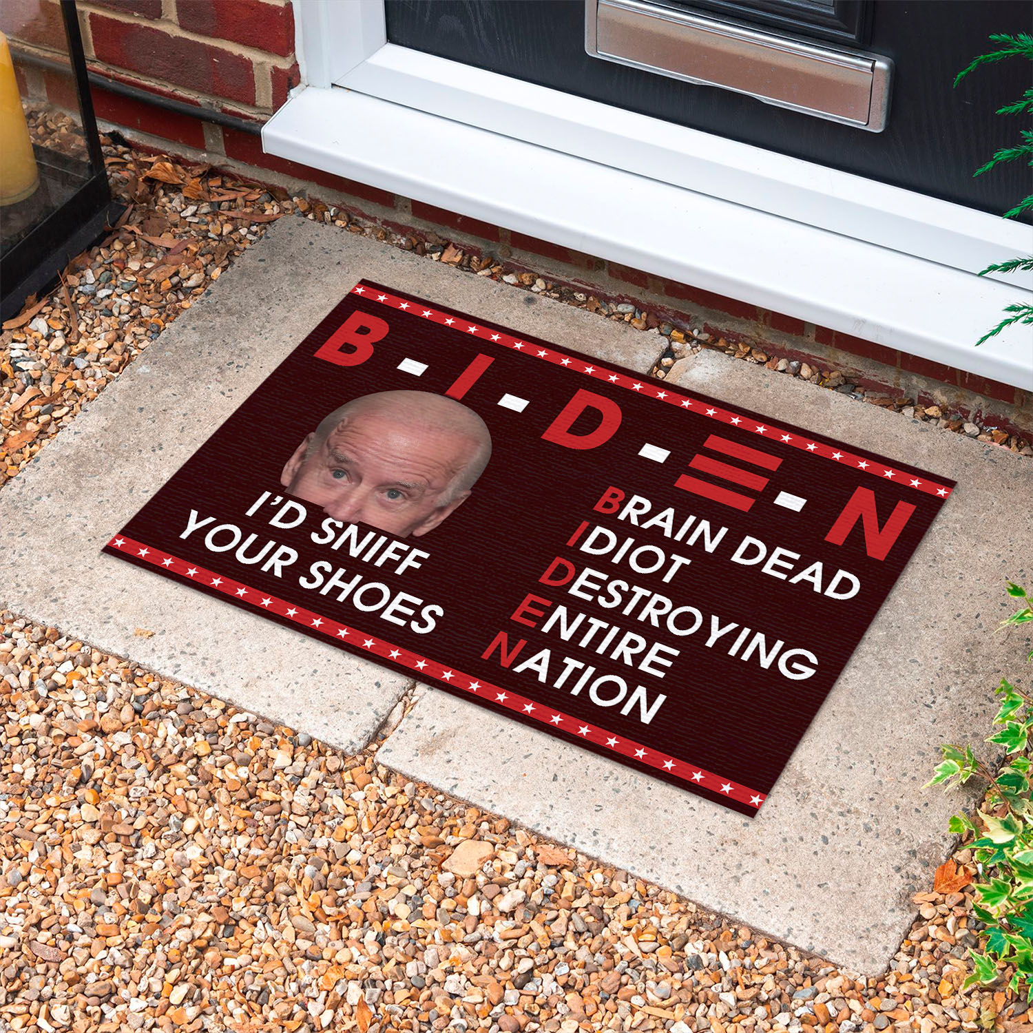 6VT. UU TIEN Biden Braindead Sniff Your Shoes Doormat mockup 10