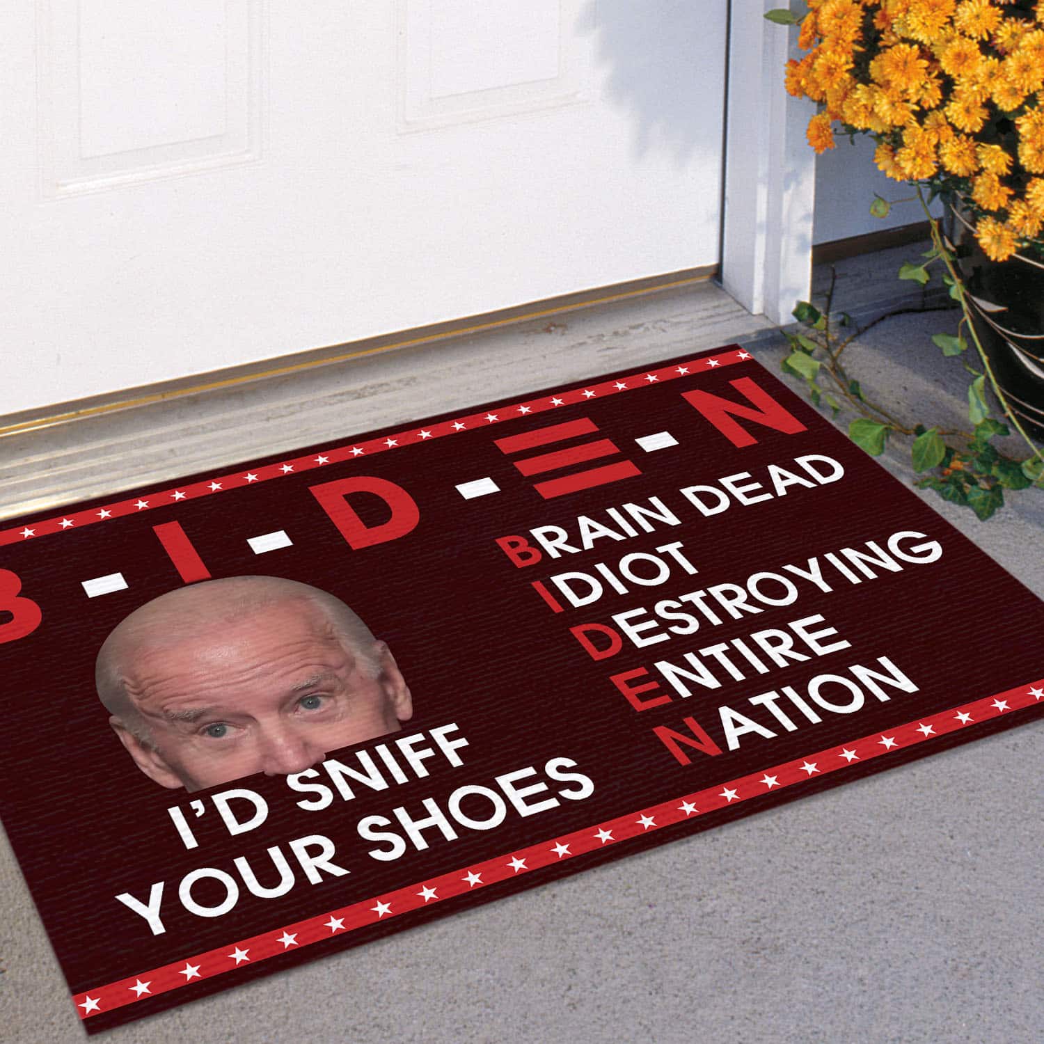 6VT. UU TIEN Biden Braindead Sniff Your Shoes Doormat mockup 11
