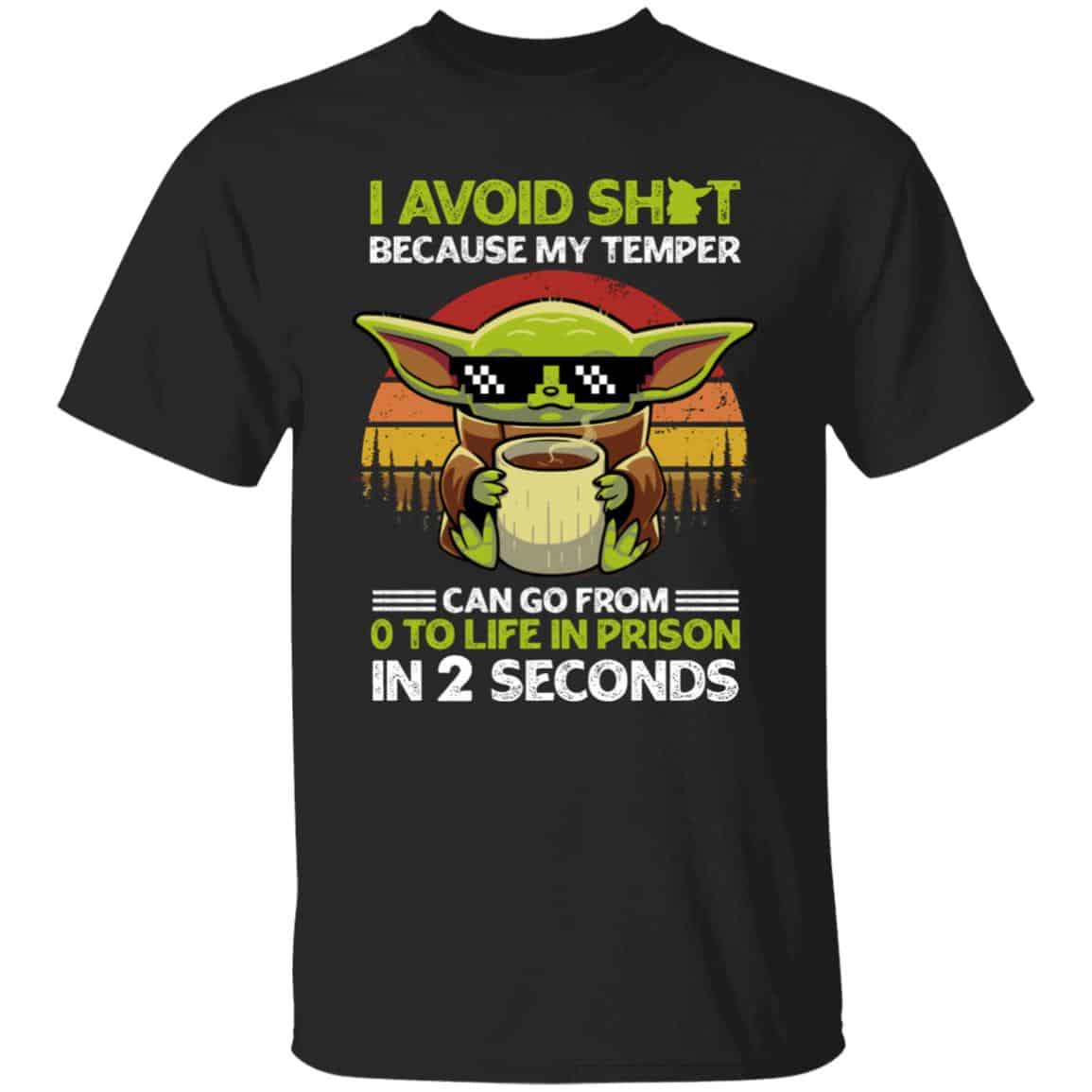 Avoid Shit Because Tshirt, Black, Unisex T-Shirt