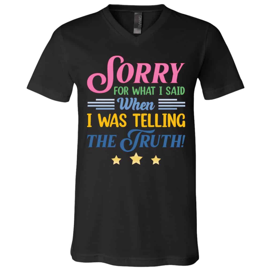 sorry, Black, V-Neck T-Shirt