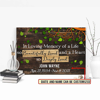 Personalized Name In-Loving-Memory Of A Beautifully Lived Life Canvas Prints - Wall Art - Poster