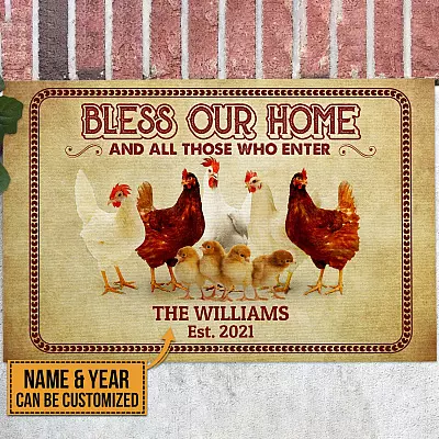 Personalized Family Name Bless Our Home And All Those Who Enter Doormat - Outdoor Indoor Doormat