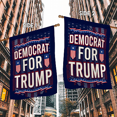 Alternative view of Democrat for Trump Trump Supporter Flag Outdoor Indoor Decorative Garden Flag - House Flag - Wall Flag