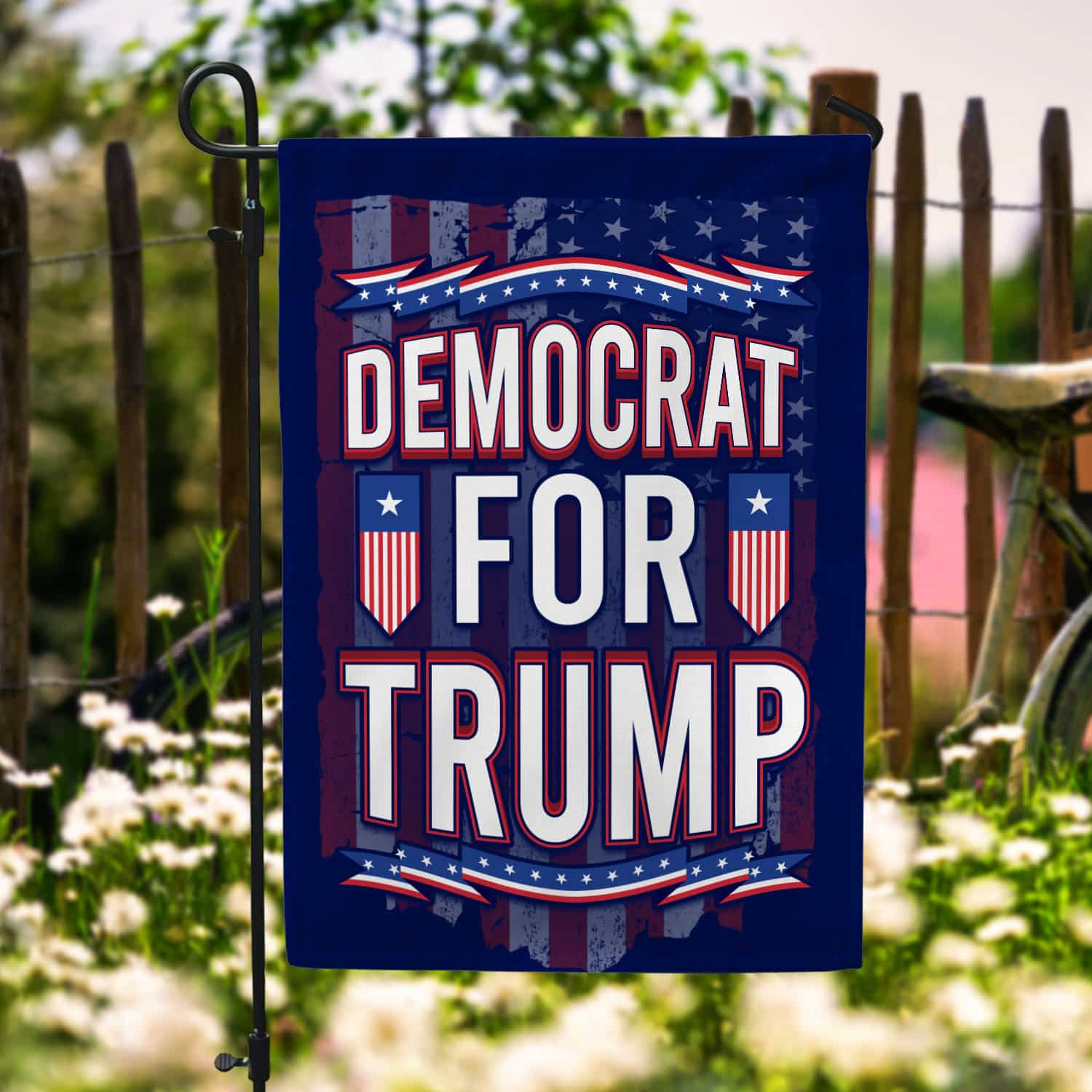 2O. Democrat For Trump-SIDE 1 30X40 Garden Flag Mockup 6