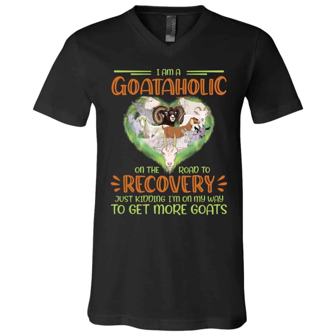 goat, Black, V-Neck T-Shirt goat, Black, V-Neck T-Shirt