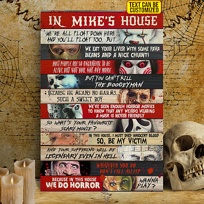 Custom Name We're All Float Down Here And You'll Float Too Horror Movie Characters Framed Canvas Print - Poster