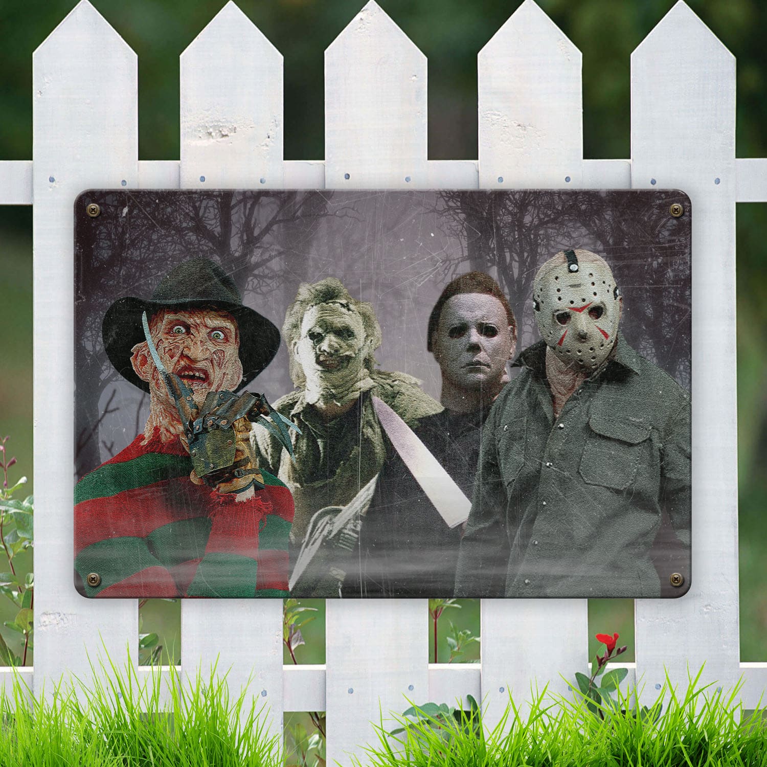 6BN. Horror Killers Sign (6) Metal Sign Mockup 6