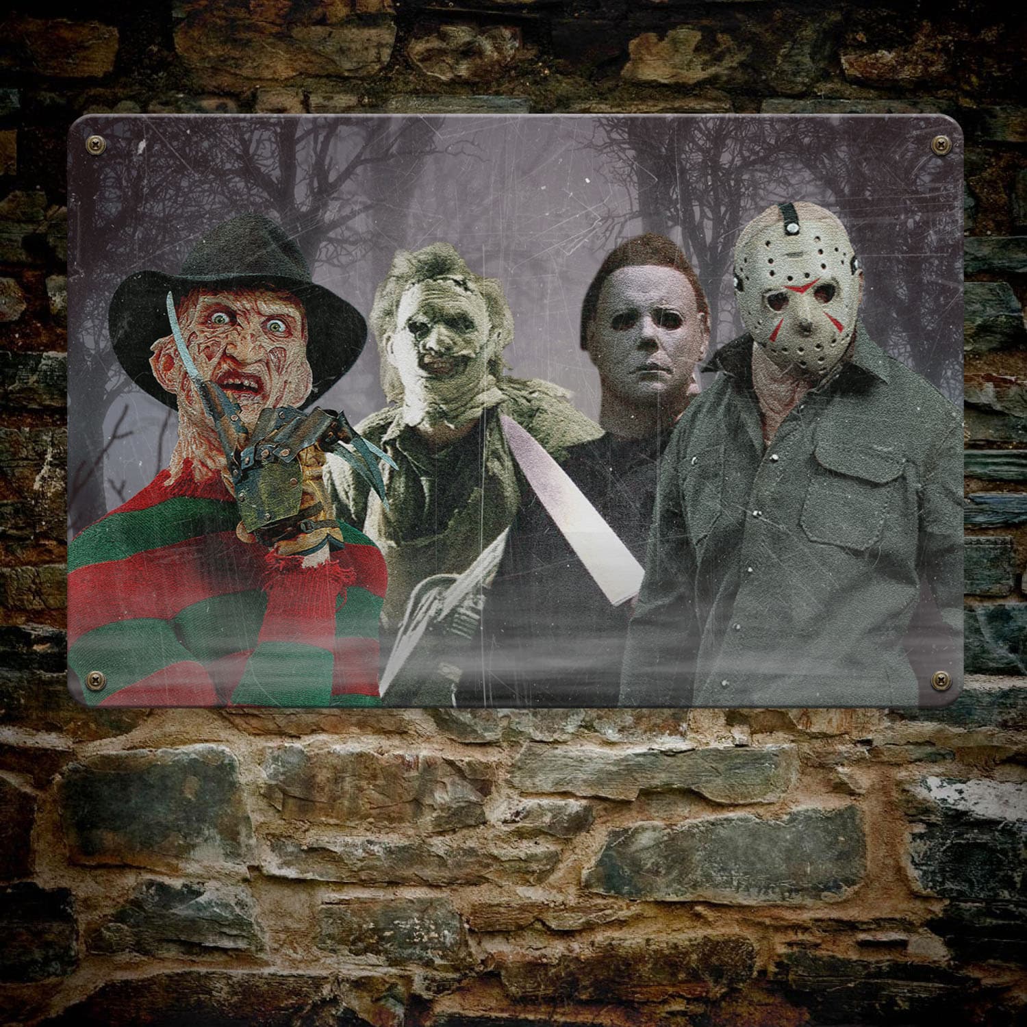 6BN. Horror Killers Sign (6) Metal Sign Mockup 7