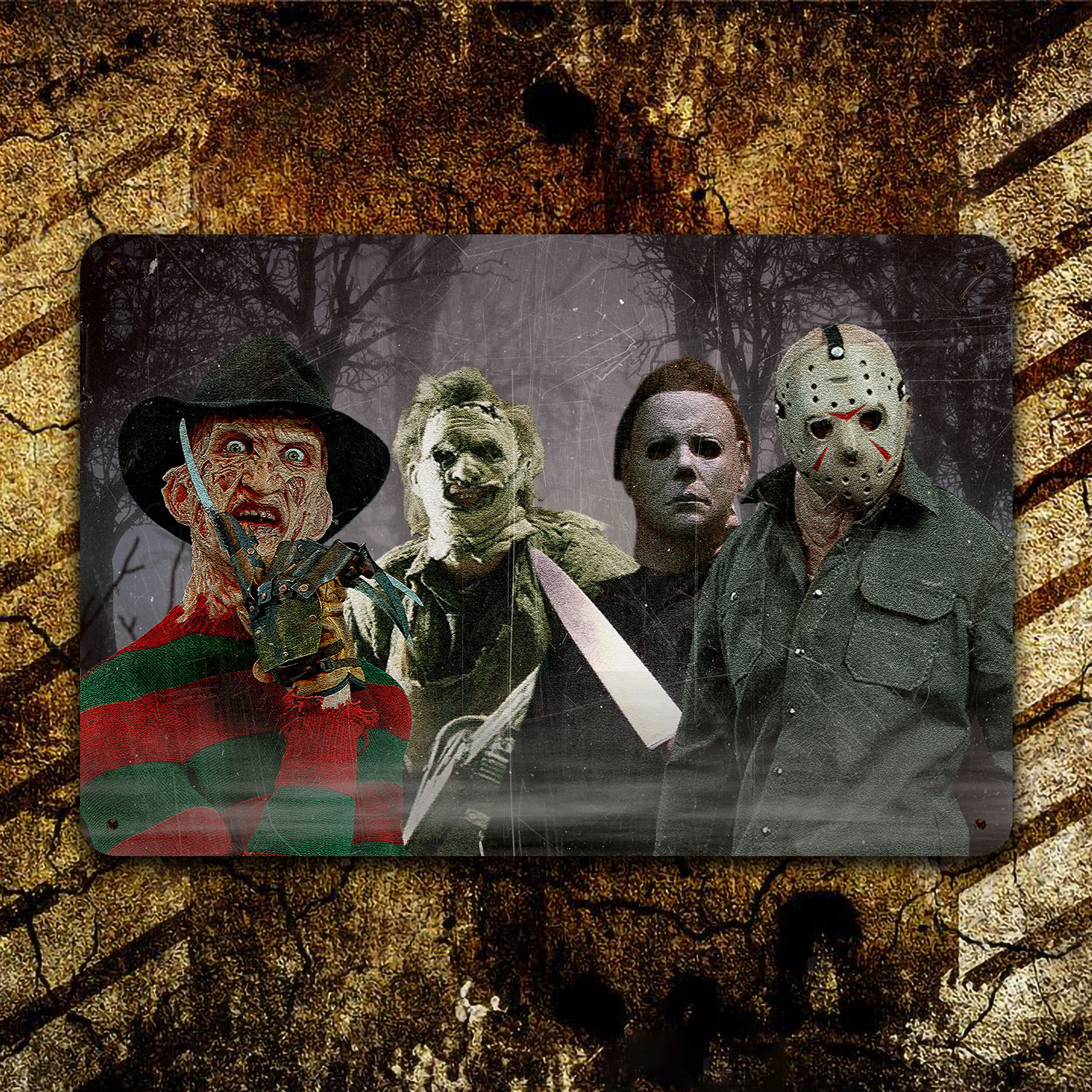 6BN. Horror Killers Sign (6) Metal Sign Mockup 10