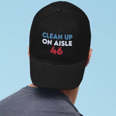 Alternative view of Clean Up On Aisle 46 Twill Cap - Anti Joe Biden High-Profile Snapback Hat - Trump 46th President Hat