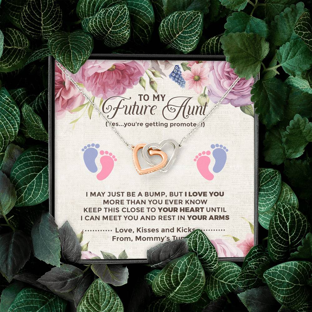 To My Future Aunt I May Just Be A Bump Aunt To Be Interlocking Hearts Pendant Necklace - Soon To Be Aunt Gifts