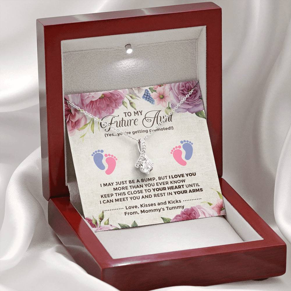 To My Future Aunt I May Just Be A Bump Aunt To Be Love Knot Necklace - Soon To Be Aunt Gifts