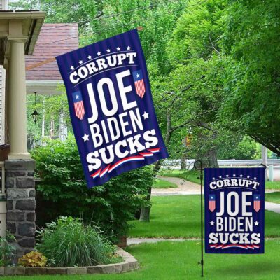 Alternative view of Corrupt Joe Biden Sucks Outdoor Indoor Garden Flag - House Flag - Wall Flag - Political Election Flag