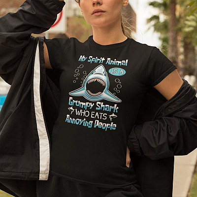 Alternative view of My Spirit Animal Is a Grumpy Shark Who Eats Annoying People T-Shirt - Hoodie - Sweatshirt - Long Sleeve Shirt