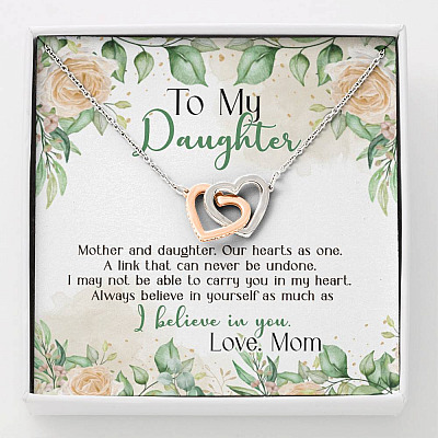 Gifts From Mom to My Daughter Mother and Daughter Our Heart as One Interlocking Hearts Pendant Necklace - Interlocking Hearts Necklace