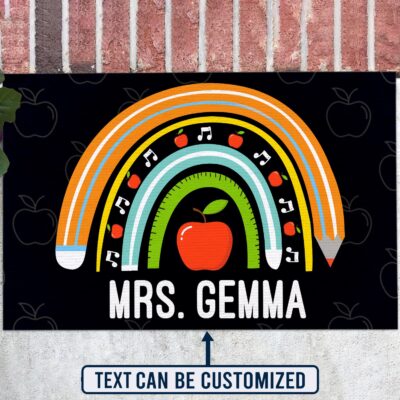 Personalized Teacher Name Rainbow Classroom Doormat - Outdoor Indoor Doormat - Funny Back to School Doormat