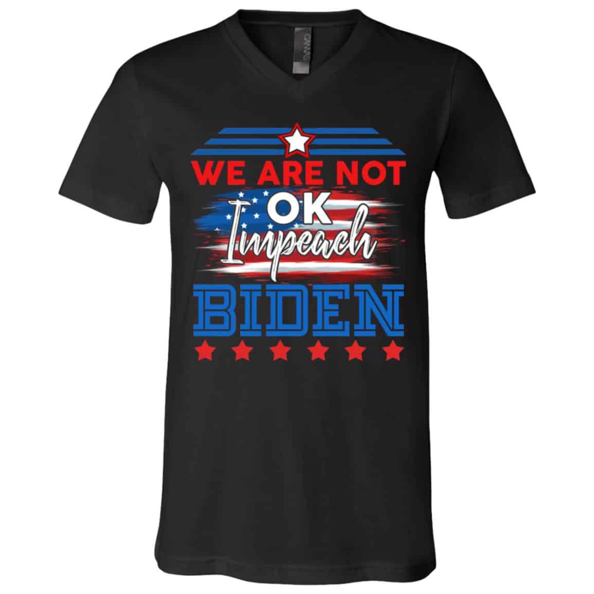 okay, Black, V-Neck T-Shirt