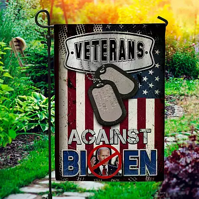 Veterans Against Biden Garden Flag - Anti Biden Is Not My President House Flag - Pro Trump Wall Flag