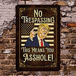 4MH. No Trespassing Trump Metal Metal Sign Mockup 8