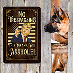 4MH. No Trespassing Trump Metal Metal Sign Mockup 9