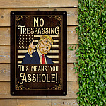 4MH. No Trespassing Trump Metal Metal Sign Mockup 11