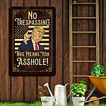 4MH. No Trespassing Trump Metal Metal Sign Mockup 12