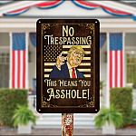 4MH. No Trespassing Trump Metal Metal Sign Mockup 13