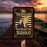 4MH. No Trespassing Trump Metal Metal Sign Mockup 15