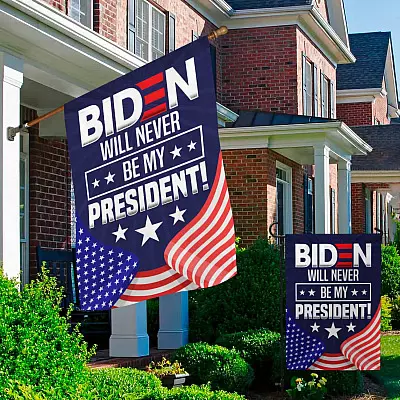 Alternative view of Biden Will Never Be My President Garden Flag - Pro Trump House Flag - Wall Flag