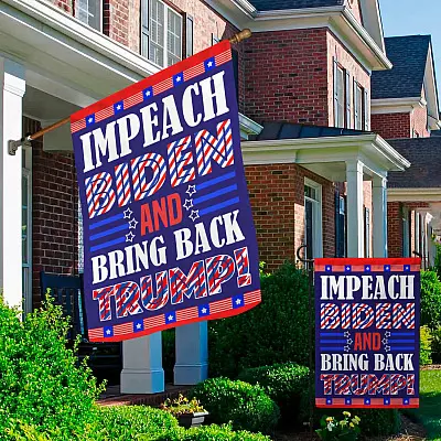 Alternative view of Impeach Biden And Bring Back Trump Garden Flag - Anti Biden Is Not My President House Flag - Wall Flag