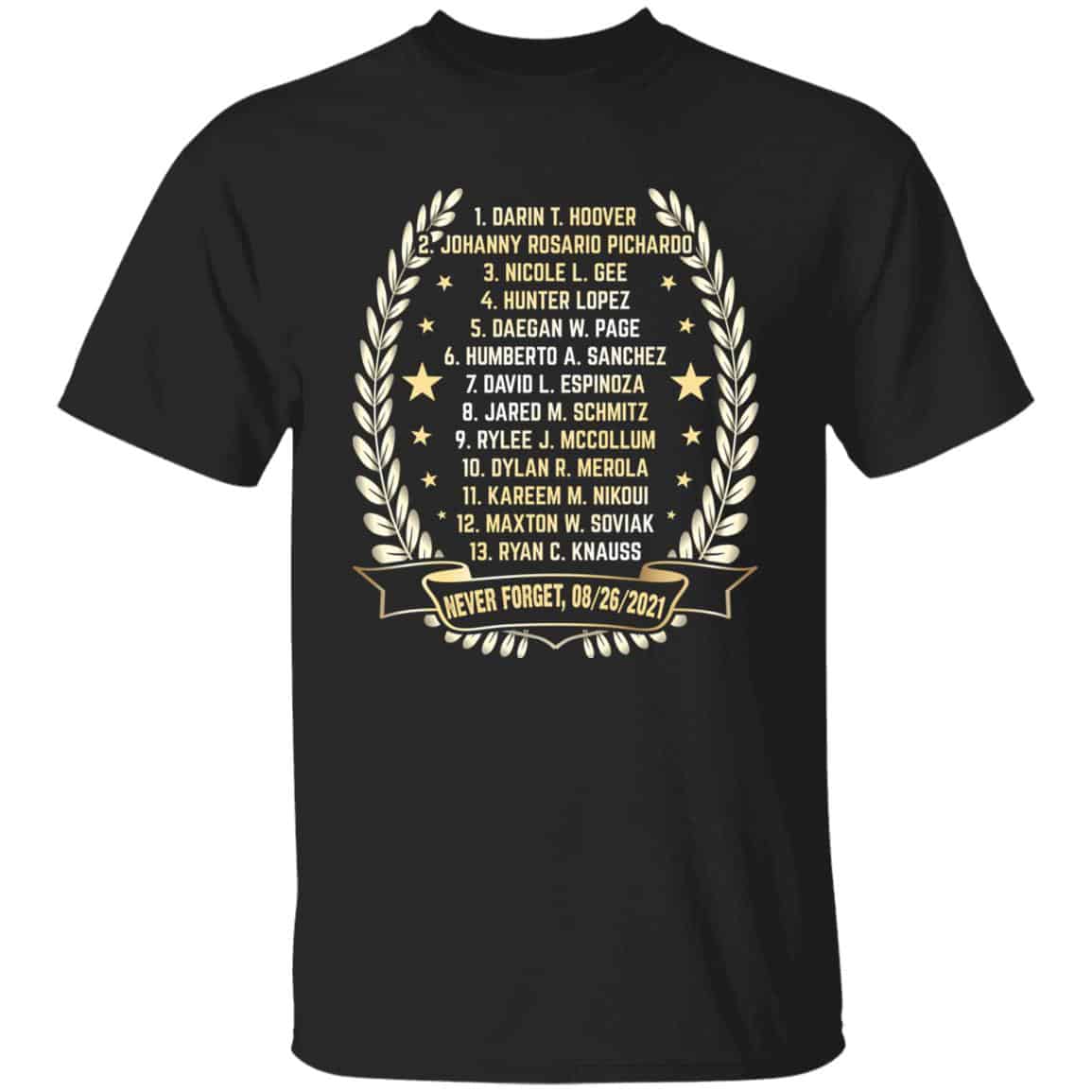 Name of 13 Soldiers Tshirt, Black, Unisex T-Shirt