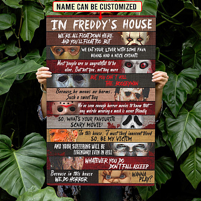 Personalized Horror Movie Characters In This House We Do Horror Wanna Play Framed Canvas Print - Wall Art - Poster