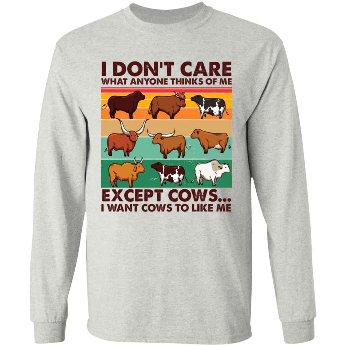1N.I Dont Care What Anyone Cow (3), Ash, Long Sleeve 1N.I Dont Care What Anyone Cow (3), Ash, Long Sleeve